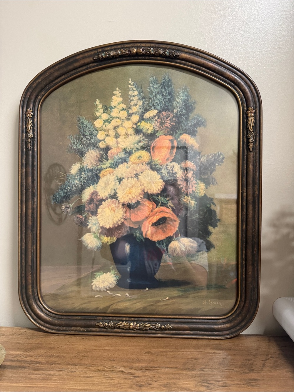 Ornate Brown Floral Bouquet Framed Wall Art
